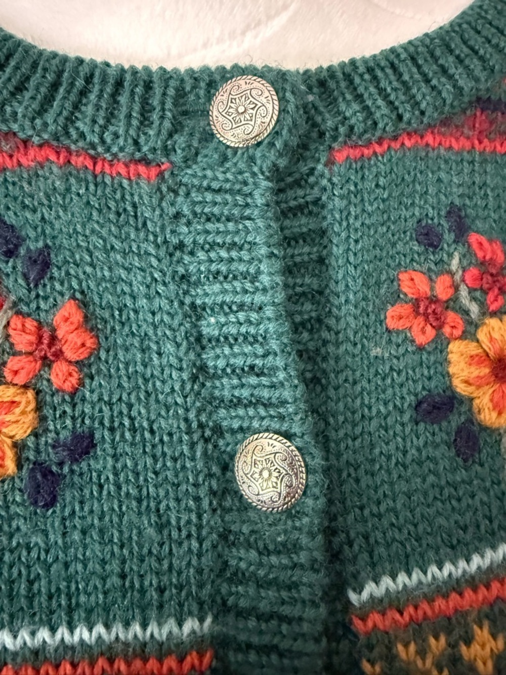 Vintage Laura Ashley Cottagecore Wool Cardigan Sweater - Picture 2 of 9